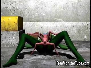 3d karikatur asing divinity mendapatkan kacau keras oleh sebuah spider