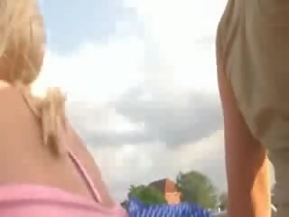 Mademoiselle Fucking With Two chaps In Public Place