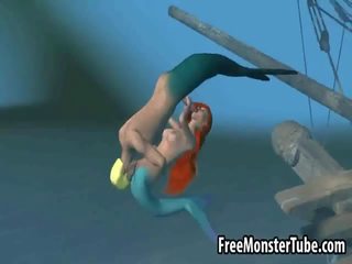 3D Little Mermaid beauty gets fucked hard underwater