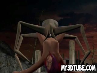 3d desenho animado deity obtendo fodido por um alienígena spider