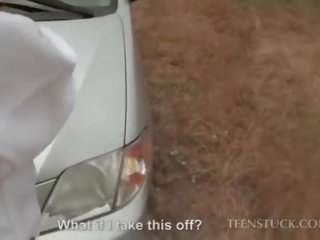 Desirable bride fucking a stranger in his car